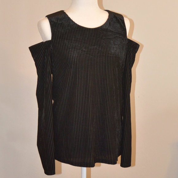 Calvin Klein Cold Shoulder Velvet Top - Picture 5 of 8